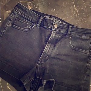 Black jean shorts - super hi-rise super stretch
